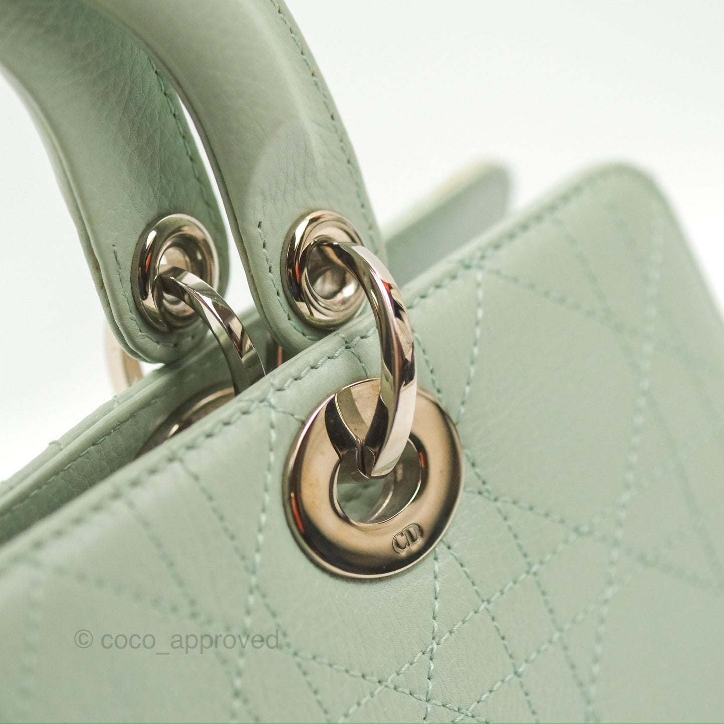 Dior East West Lady Dior Mint Green Calfskin Silver Hardware