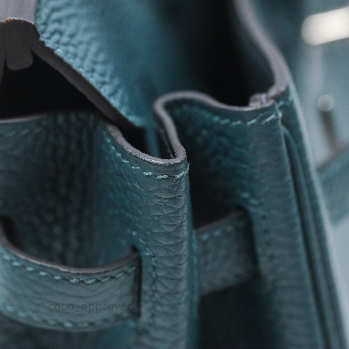 Hermès Birkin 25 Retourne Vert Bosphore W0 / Bleu Océan Z7 Togo Palladium Hardware