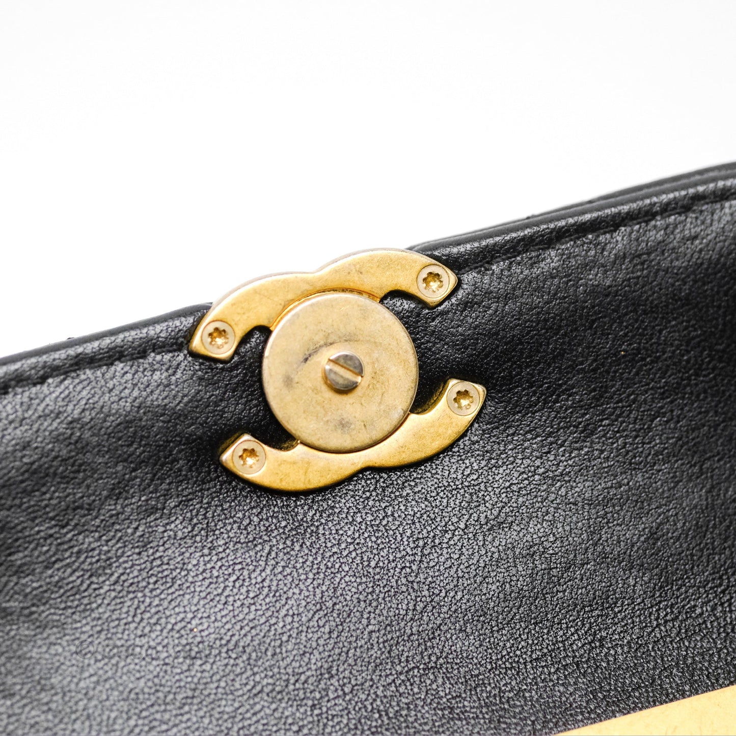 Chanel Mini Enamel Handle Clutch on Chain Black Lambskin Gold Hardware 22B