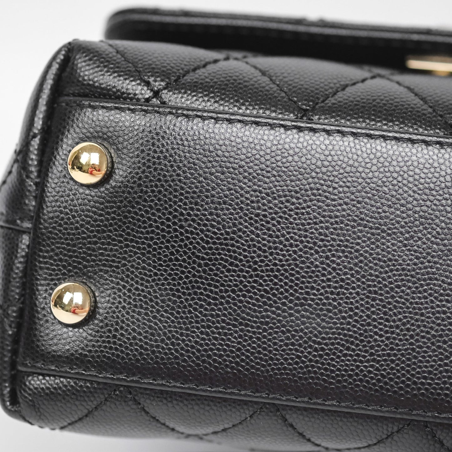 Chanel Mini Coco Handle Quilted Black Caviar Gold Hardware