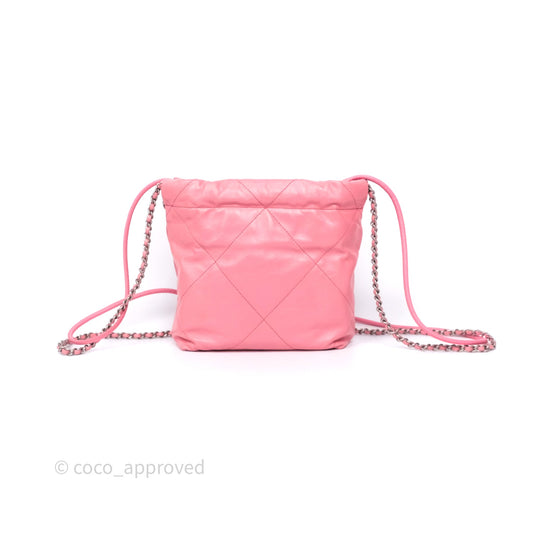 Chanel 22 Mini Bag Pink Shiny Crumpled Calfskin Matte Silver Hardware