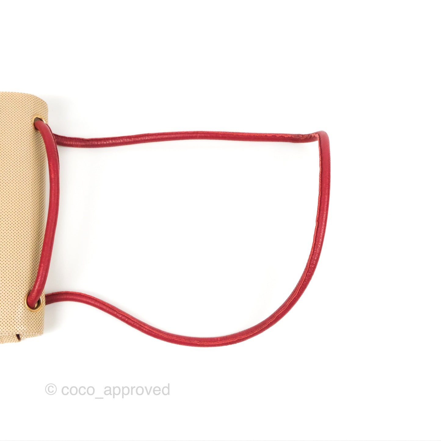 Chanel Vintage Medium Perforated Single Flap Beige/Red Matte Gold Hardware⁣⁣