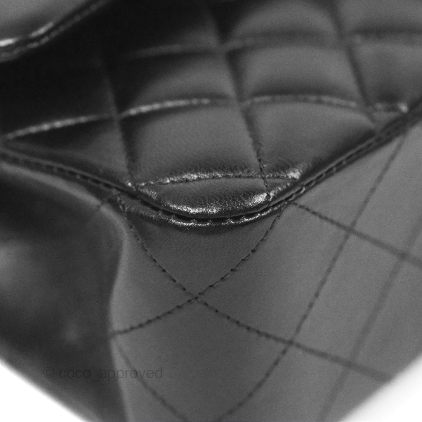 Chanel Classic M/L Medium Flap Quilted Black Lambskin Silver Hardware