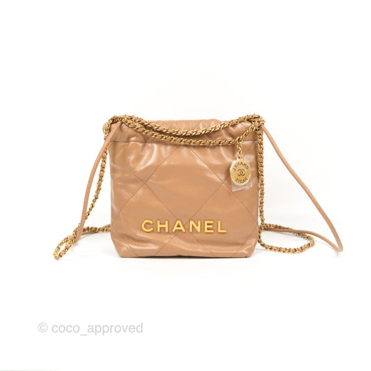 Chanel 22 Mini Bag Beige Shiny Calfskin