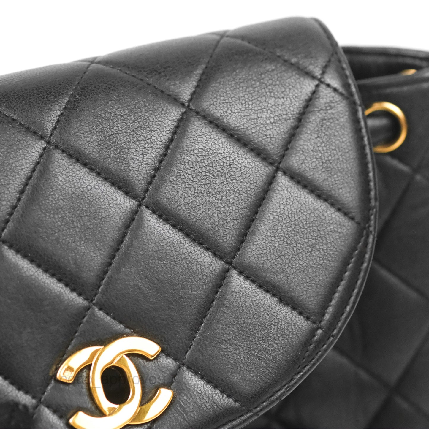 Chanel Vintage CC Duma Backpack Black Lambskin 24K Gold Hardware