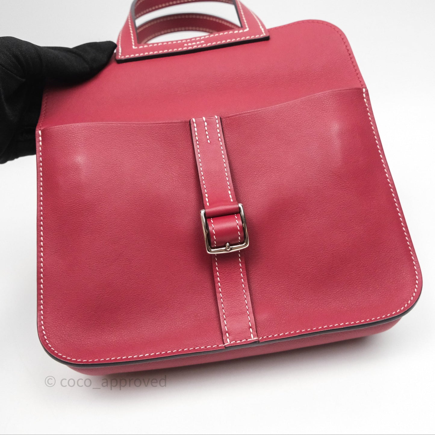 Hermès Halzan 22 Mini Rouge Grenat K1 Swift Palladium Hardware
