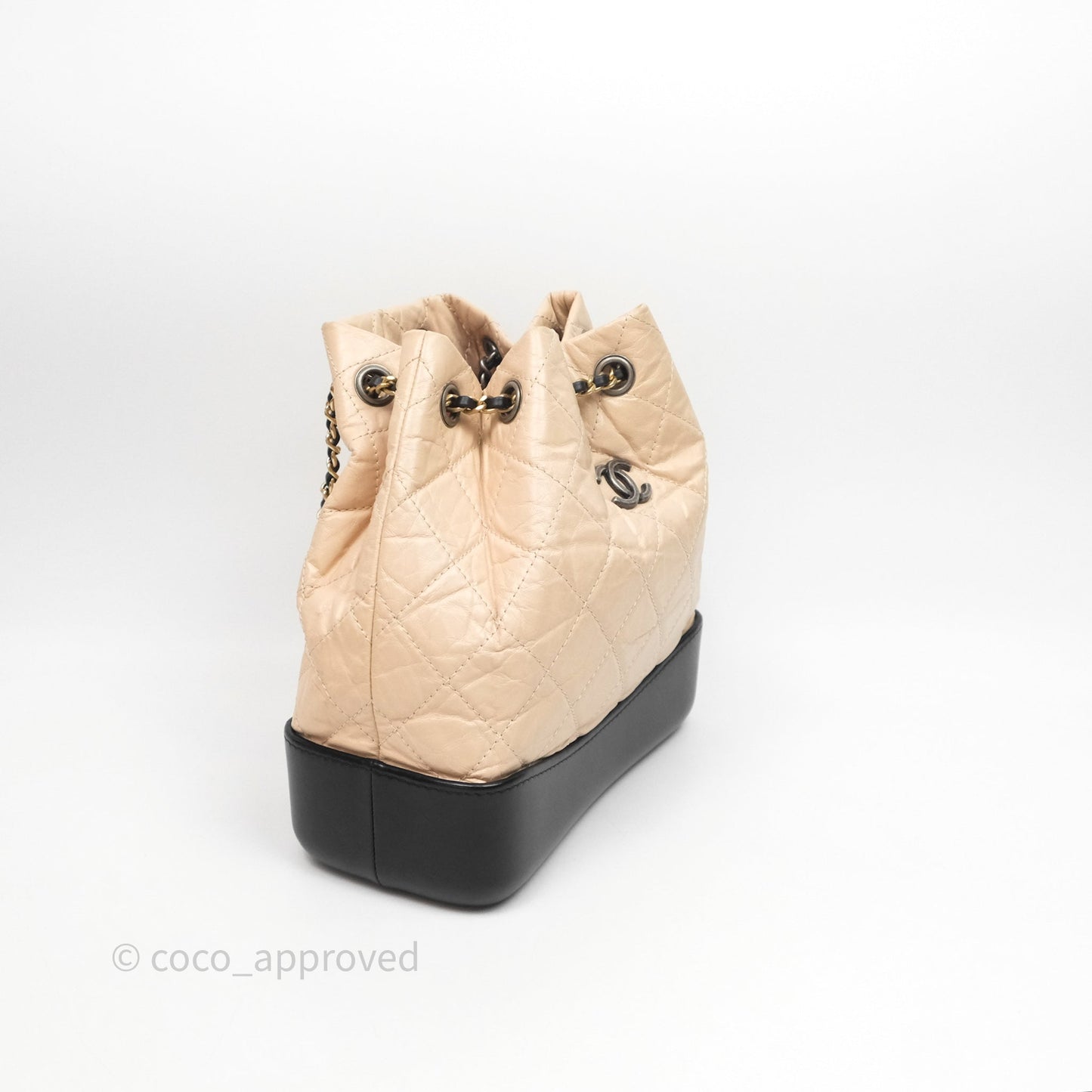 Chanel Quilted Small Gabrielle Backpack Black/Beige Aged Calfskin