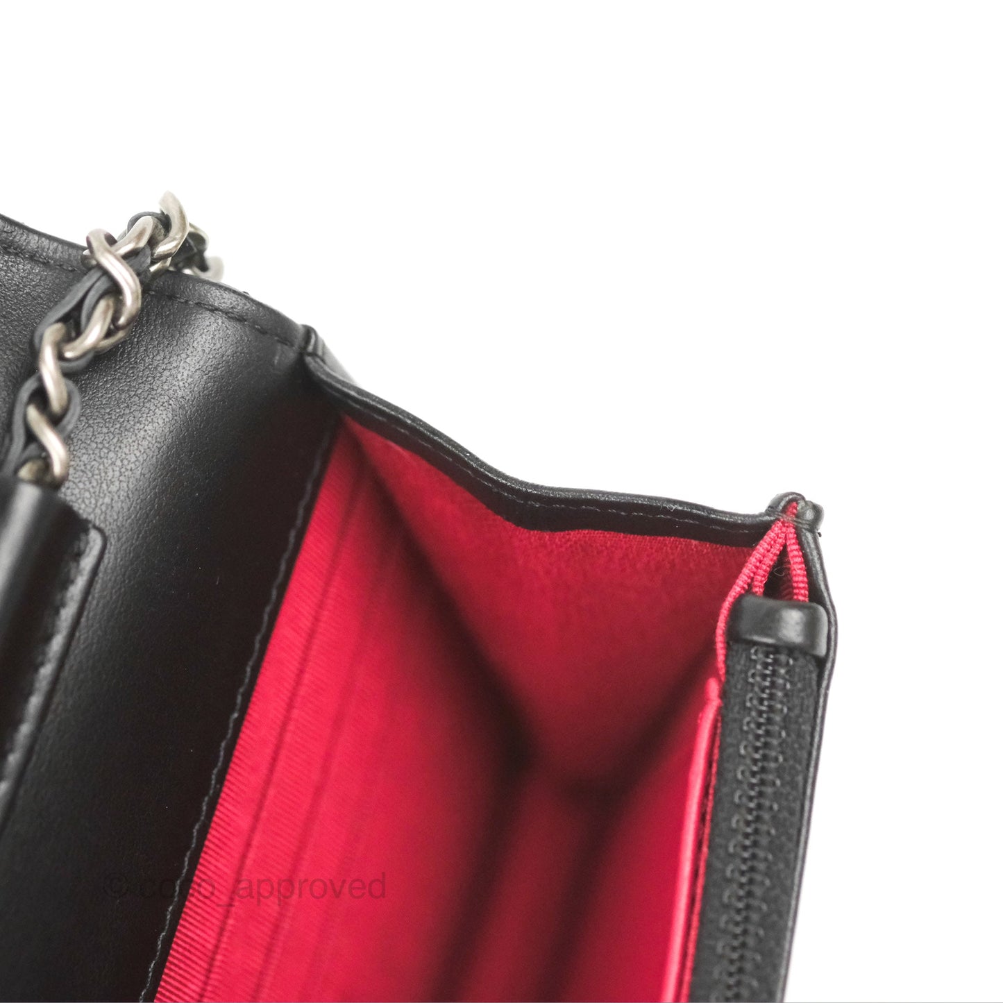 Chanel Chevron Wallet on Chain WOC Black Calfskin Gold Hardware