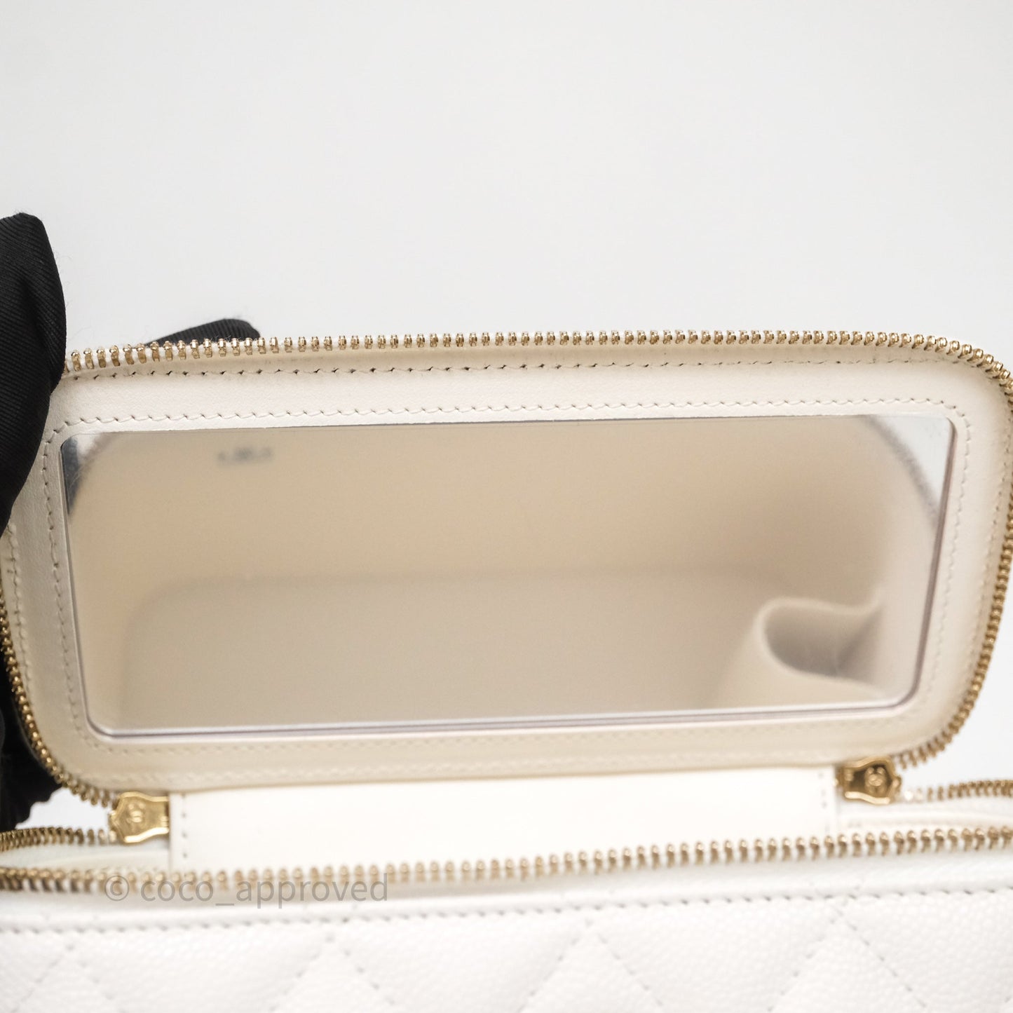 Chanel Classic Vanity Rectangular with Chain White Caviar Gold Hardware
