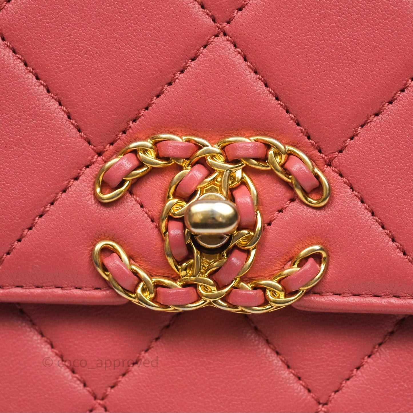 Chanel Quilted Small Chain Infinity Handle Bag Pink Lambskin Aged Gold Hardware