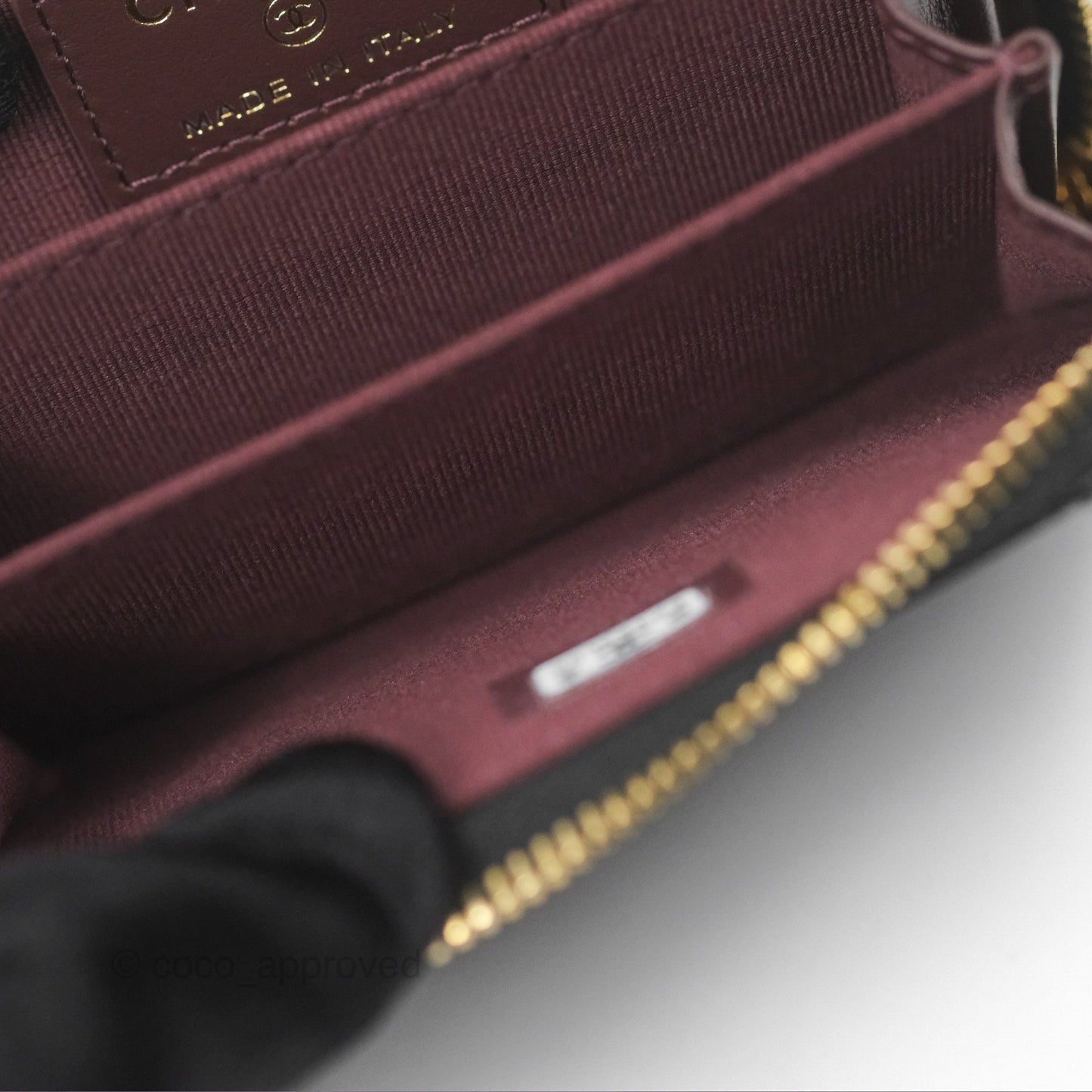 Chanel Quilted Zip Card Holder Black Caviar Gold Hardware