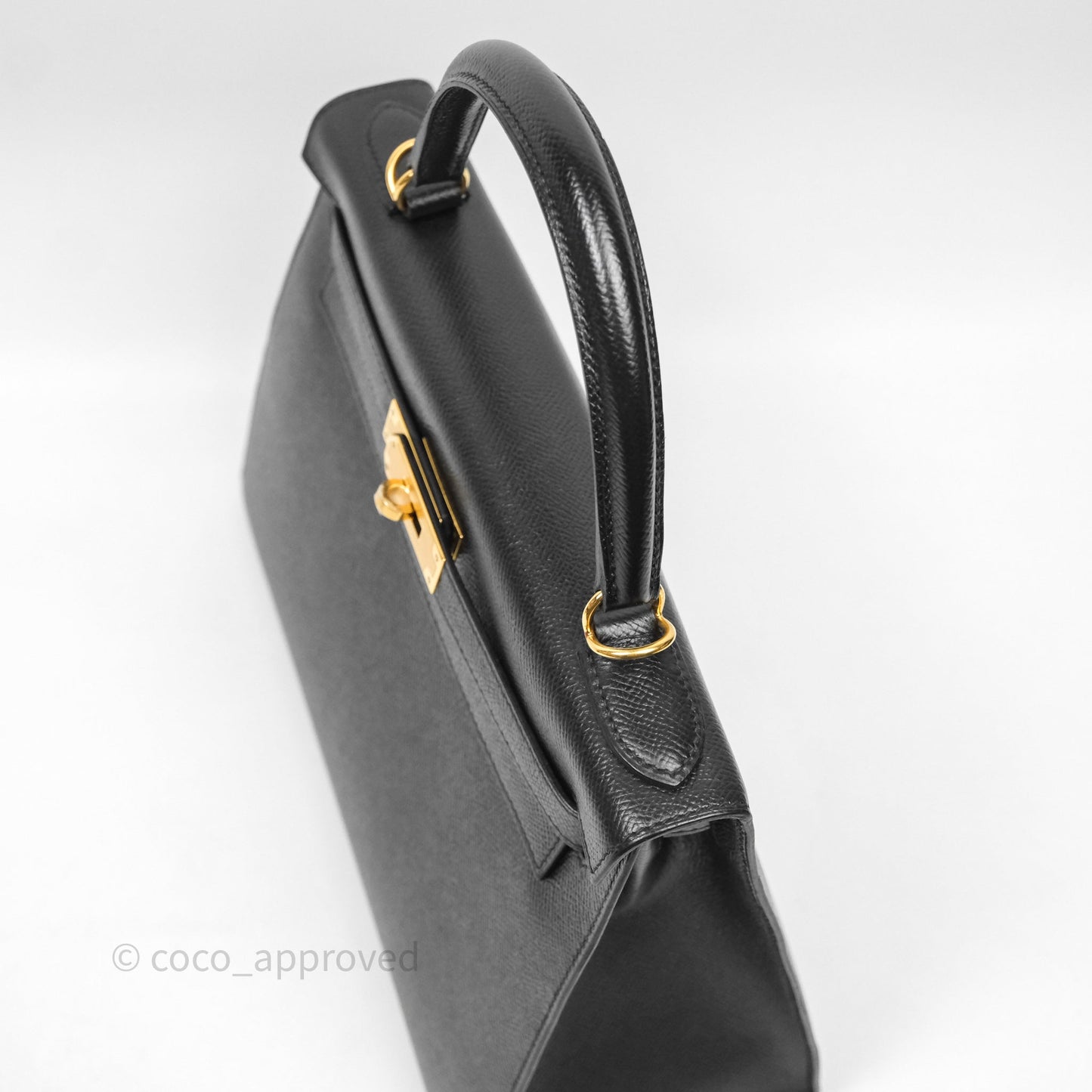 Hermès Kelly 28 Sellier Black Noir 89 Epsom Gold Hardware