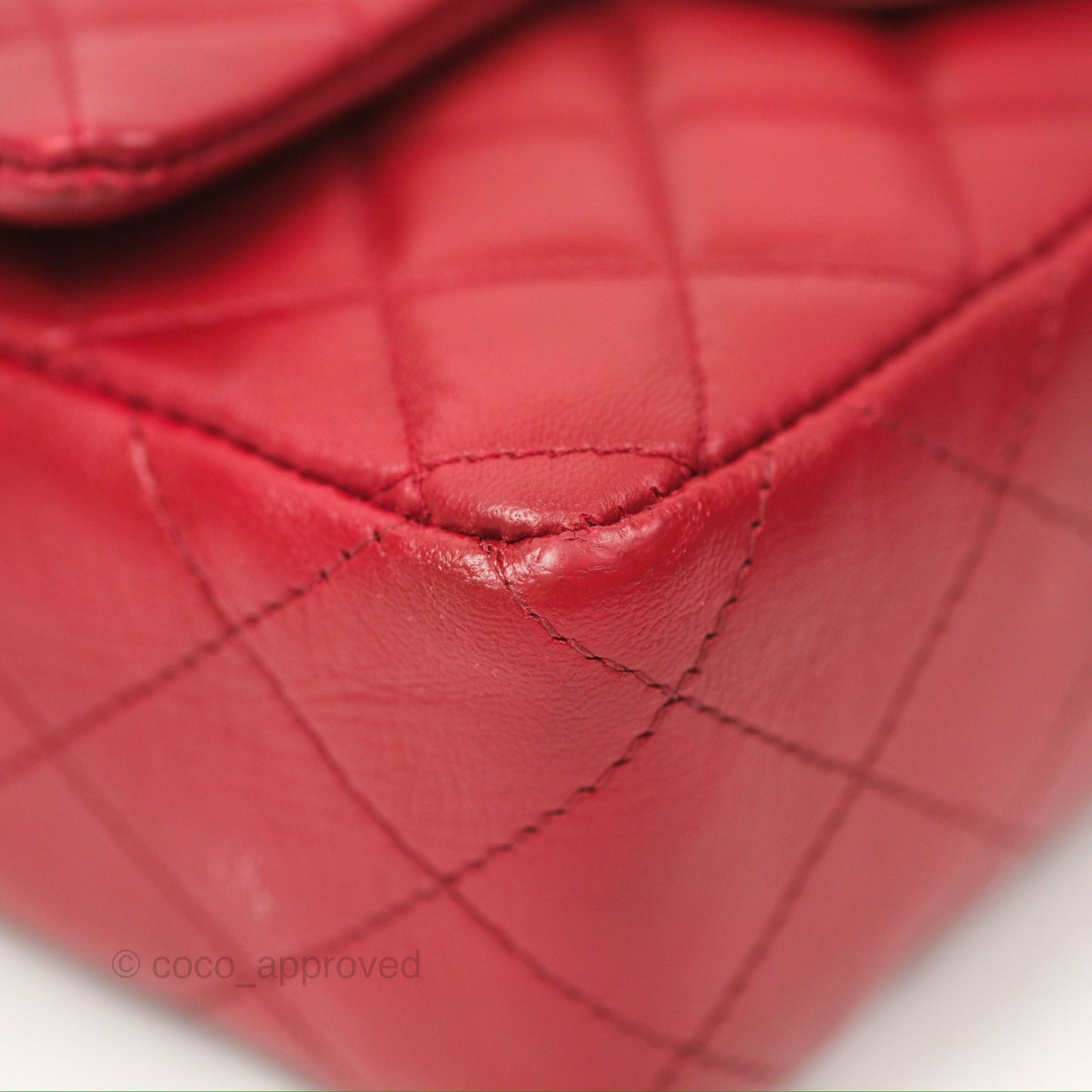 Chanel Quilted Mini Rectangular Flap Red Lambskin Silver Hardware