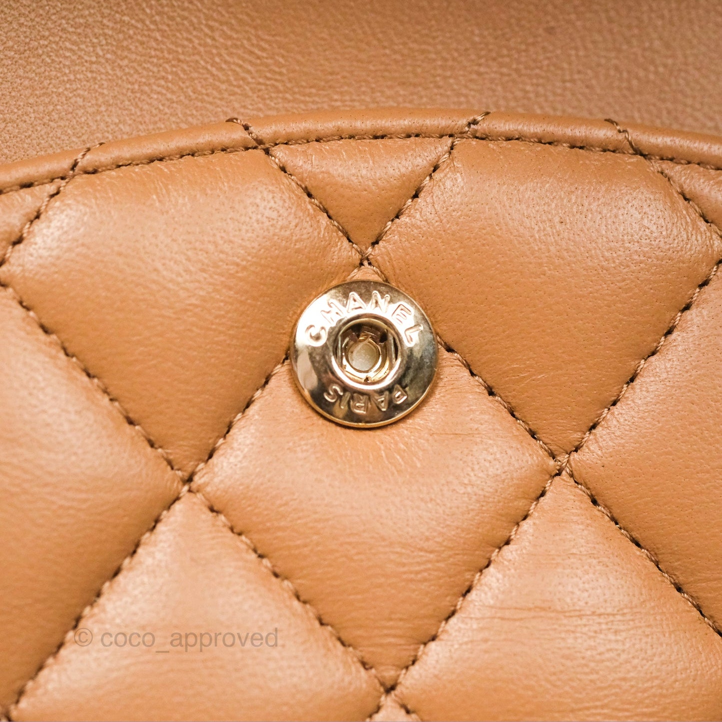 Chanel Classic M/L Medium Flap Quilted Dark Beige Lambskin Gold Hardware 22K