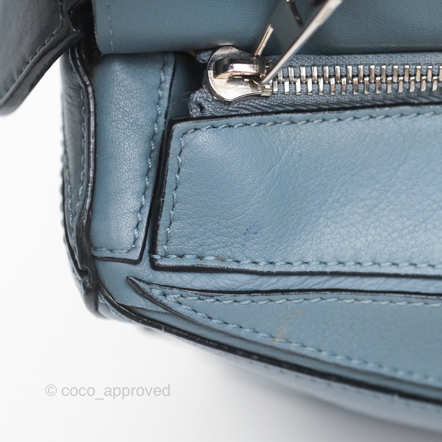 Loewe Medium Puzzle Bag Blue Calfskin Silver Hardware