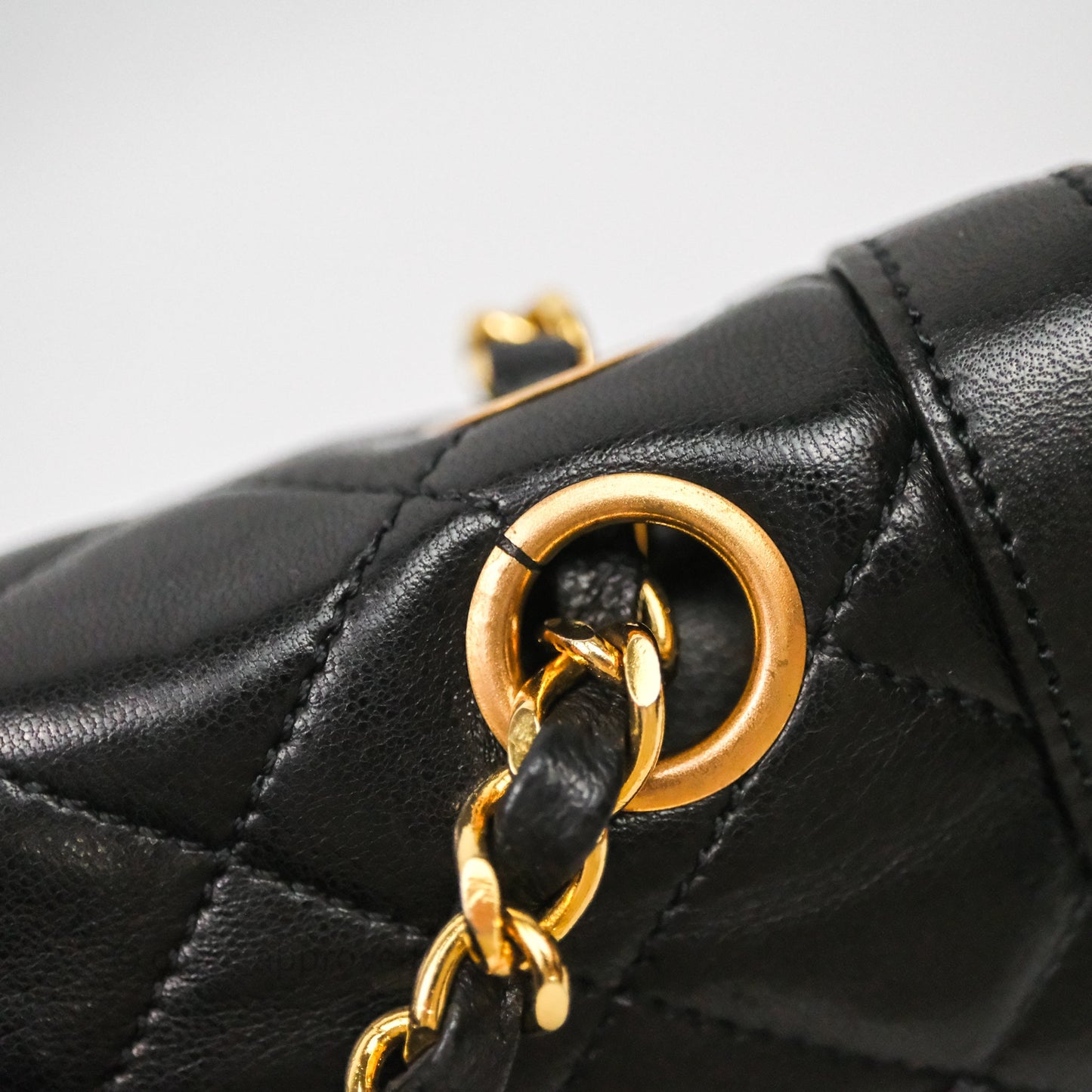Chanel Quilted Vintage Flap Bag Lambskin Black 24K Gold Hardware