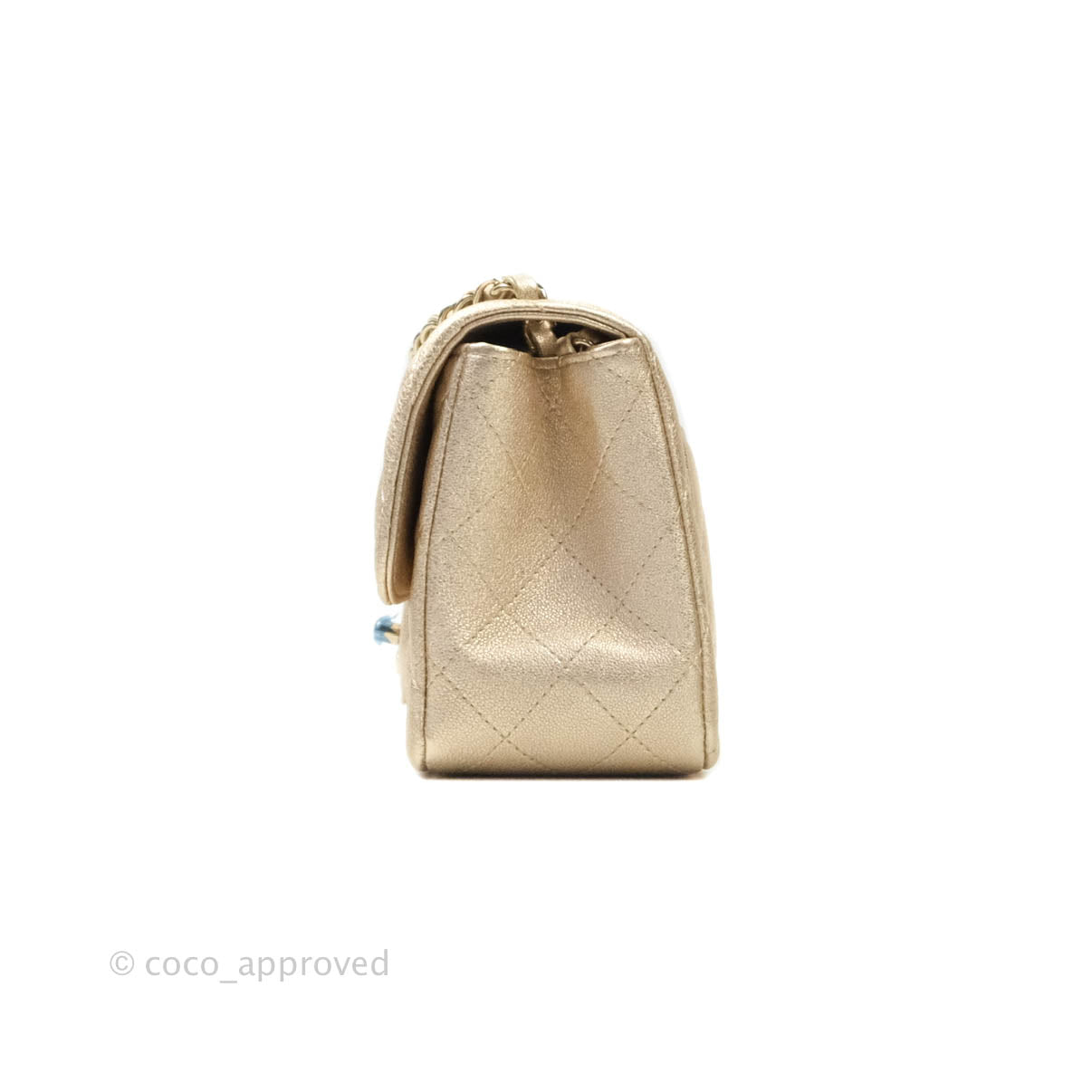 Chanel Classic Quilted Mini Square Gold Lambskin Gold Hardware 21P