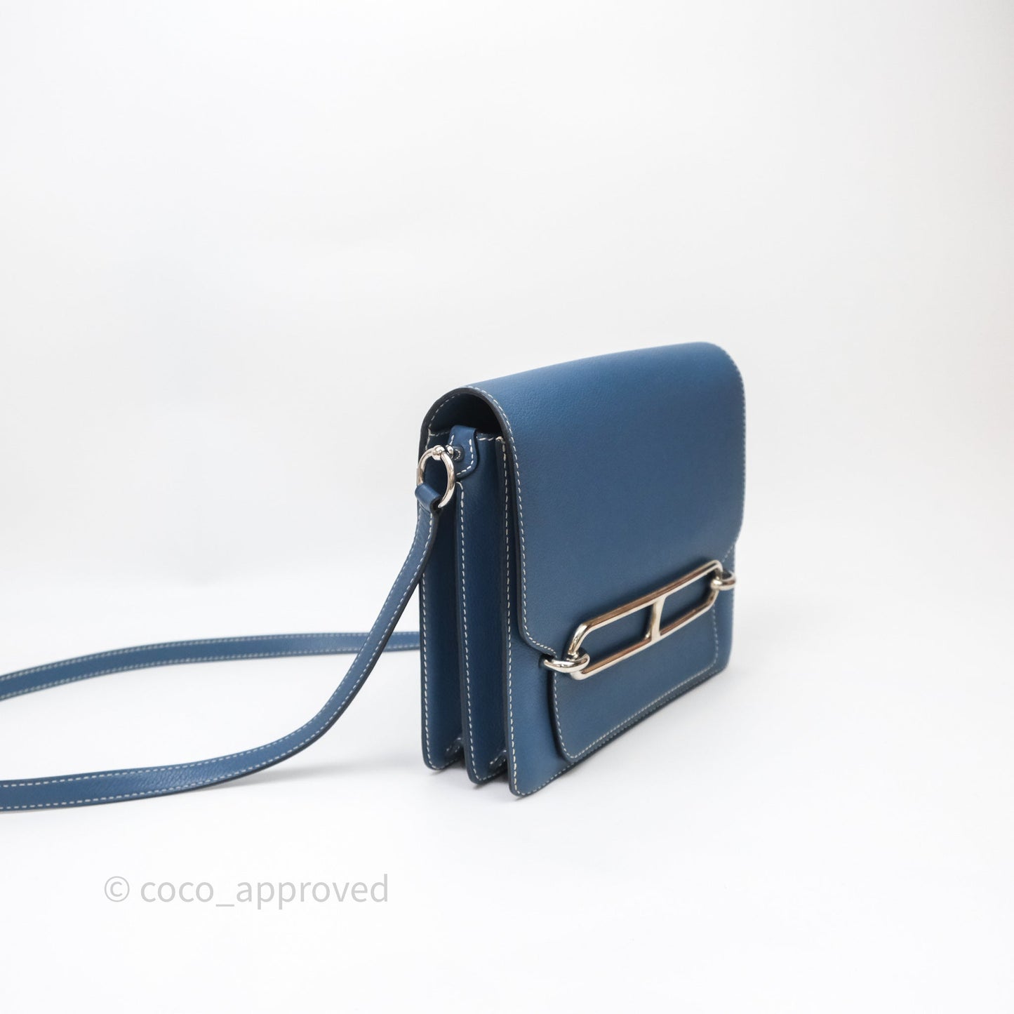 Hermès Roulis 23 Blue Evercolor Palladium Hardware