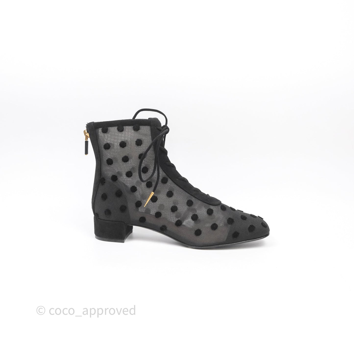 Christian Dior Mesh Polka-Dot Boots Black Size 39