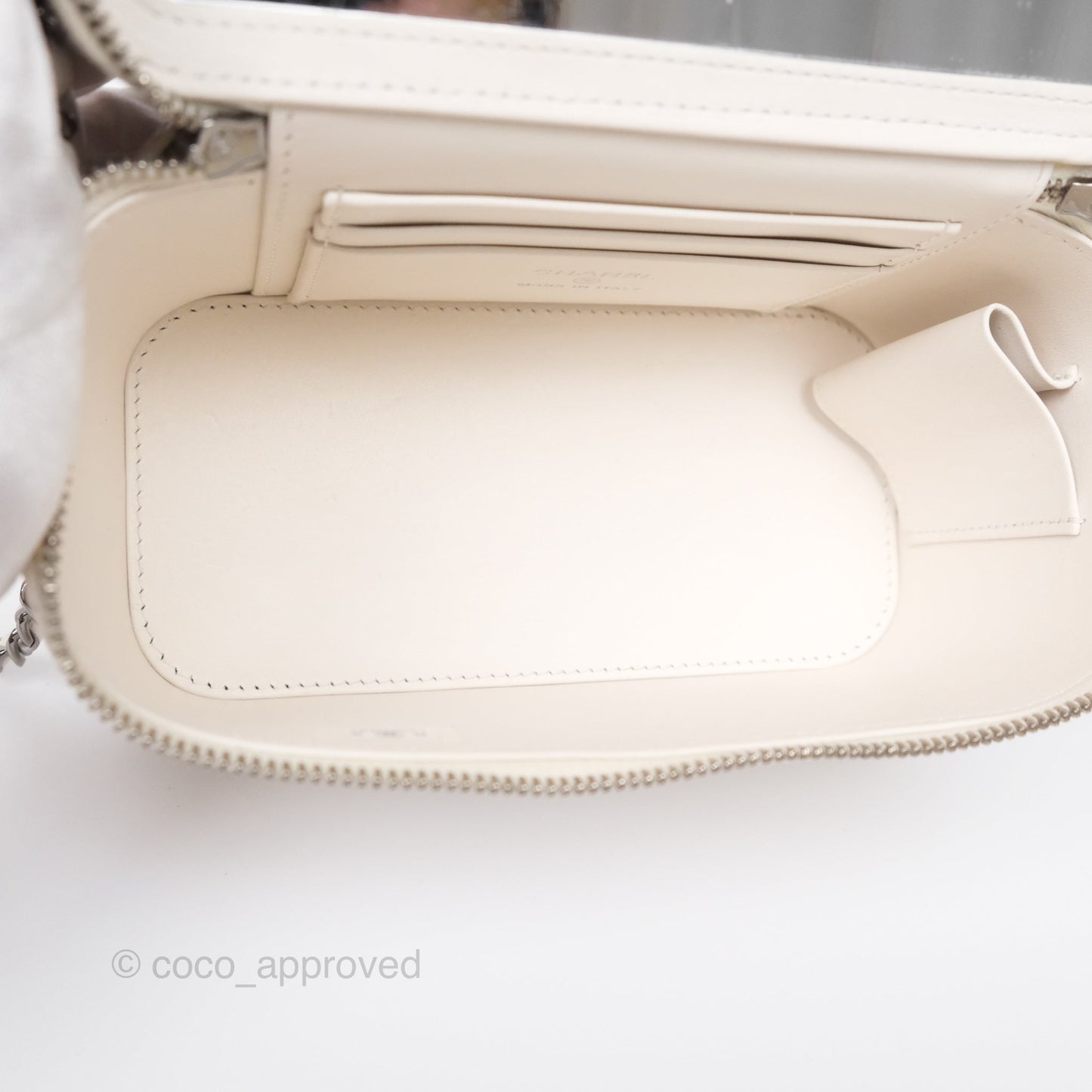 Chanel Crystals Top Handle Vanity Rectangular White Lambskin Gun Metal