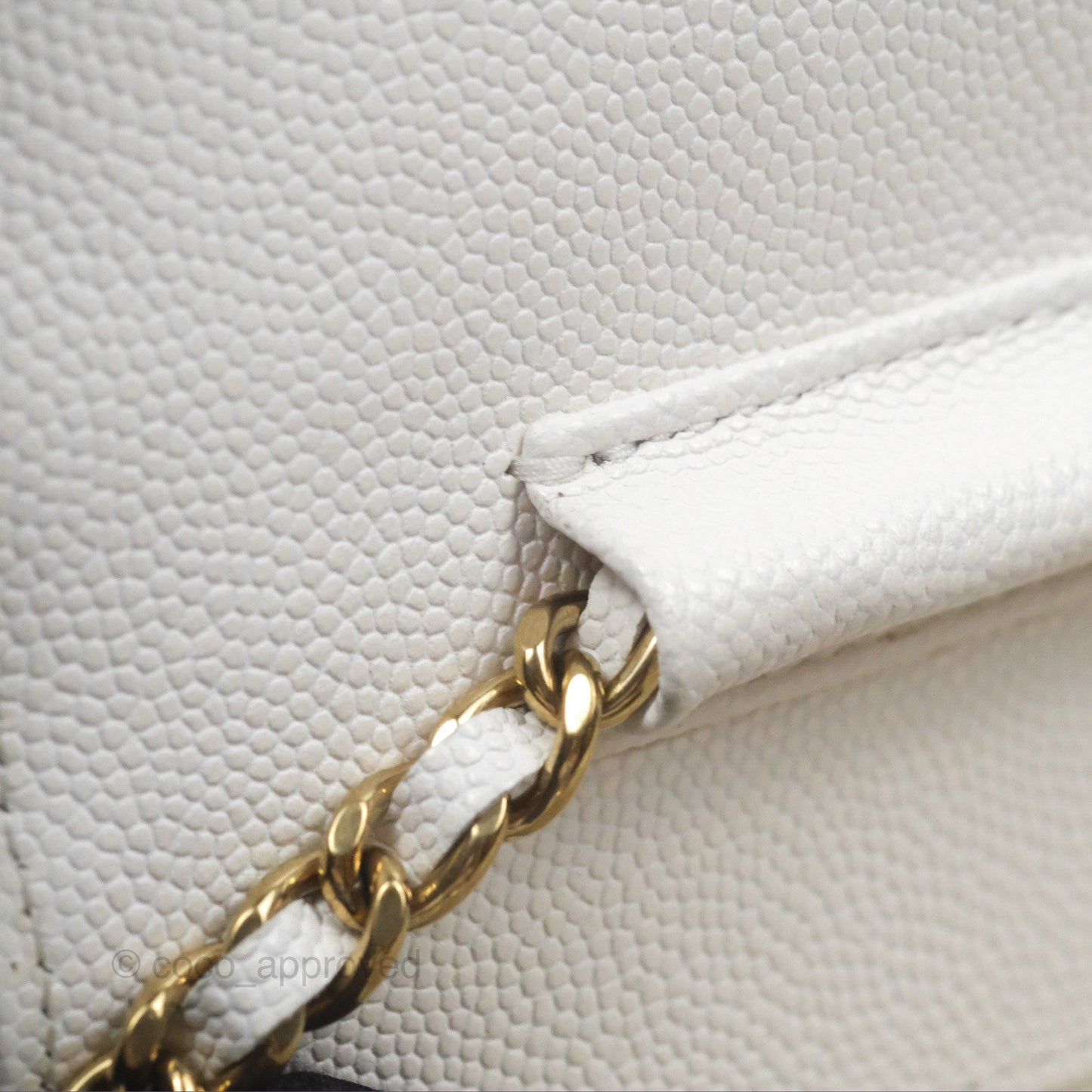 Chanel Quilted Classic Wallet on Chain WOC White Caviar Gold Hardware