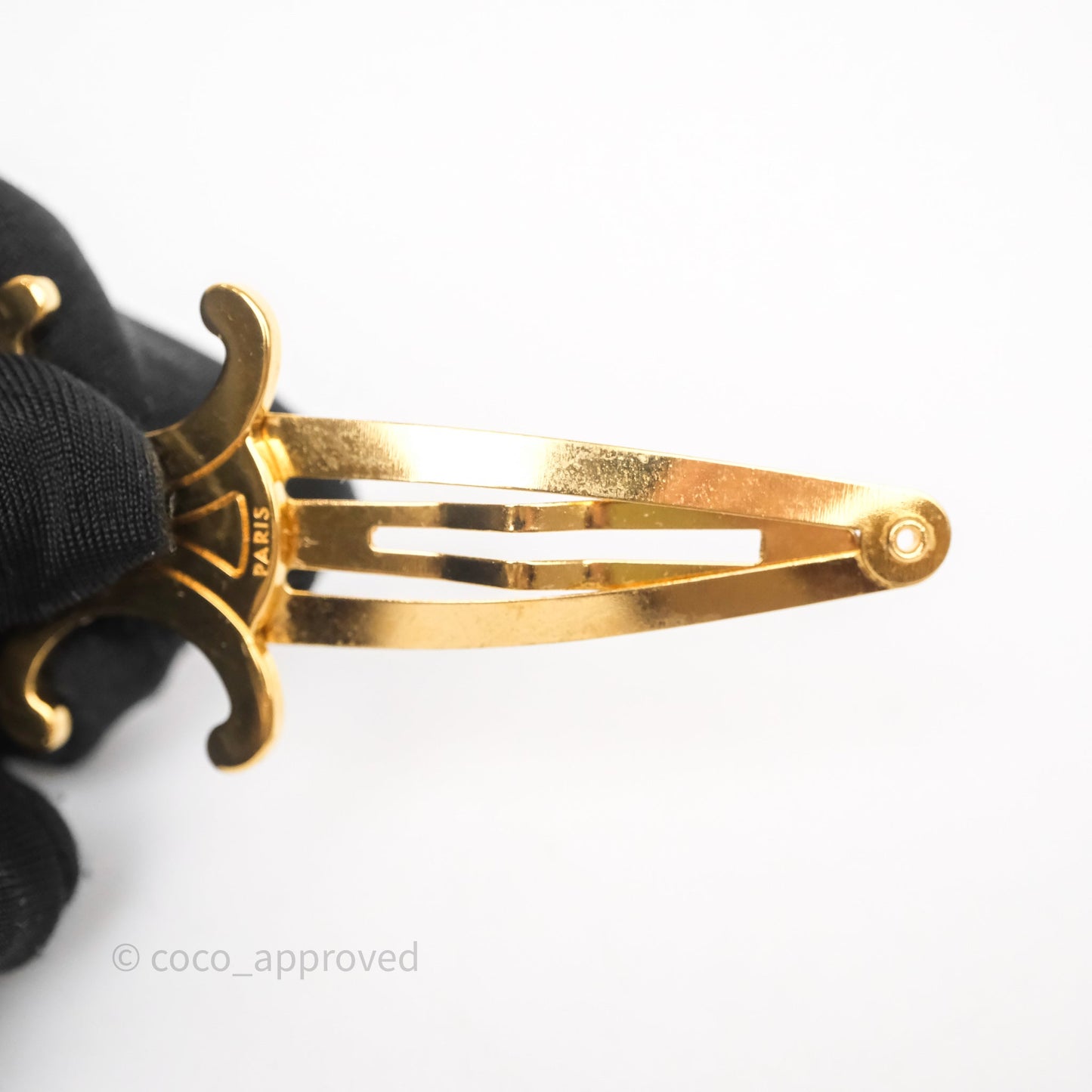 Celine Set of 2 Snap Hair Clips Gold Tone