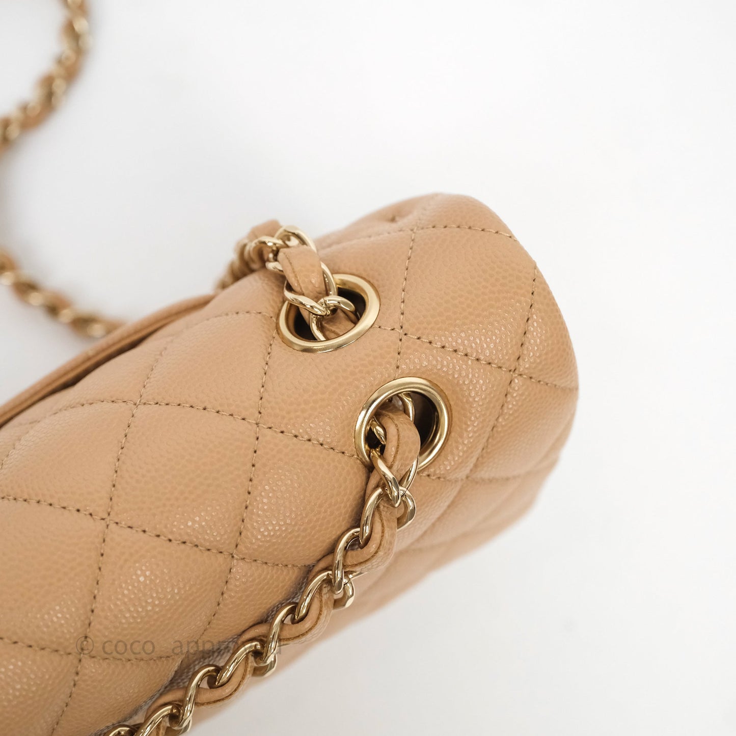 Chanel Classic M/L Medium Flap Quilted Dark Beige Caviar Gold Hardware