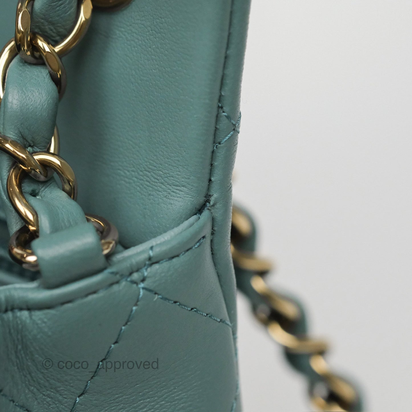 Chanel Quilted Mini Rectangular Flap Turquoise Blue Lambskin Gold Hardware