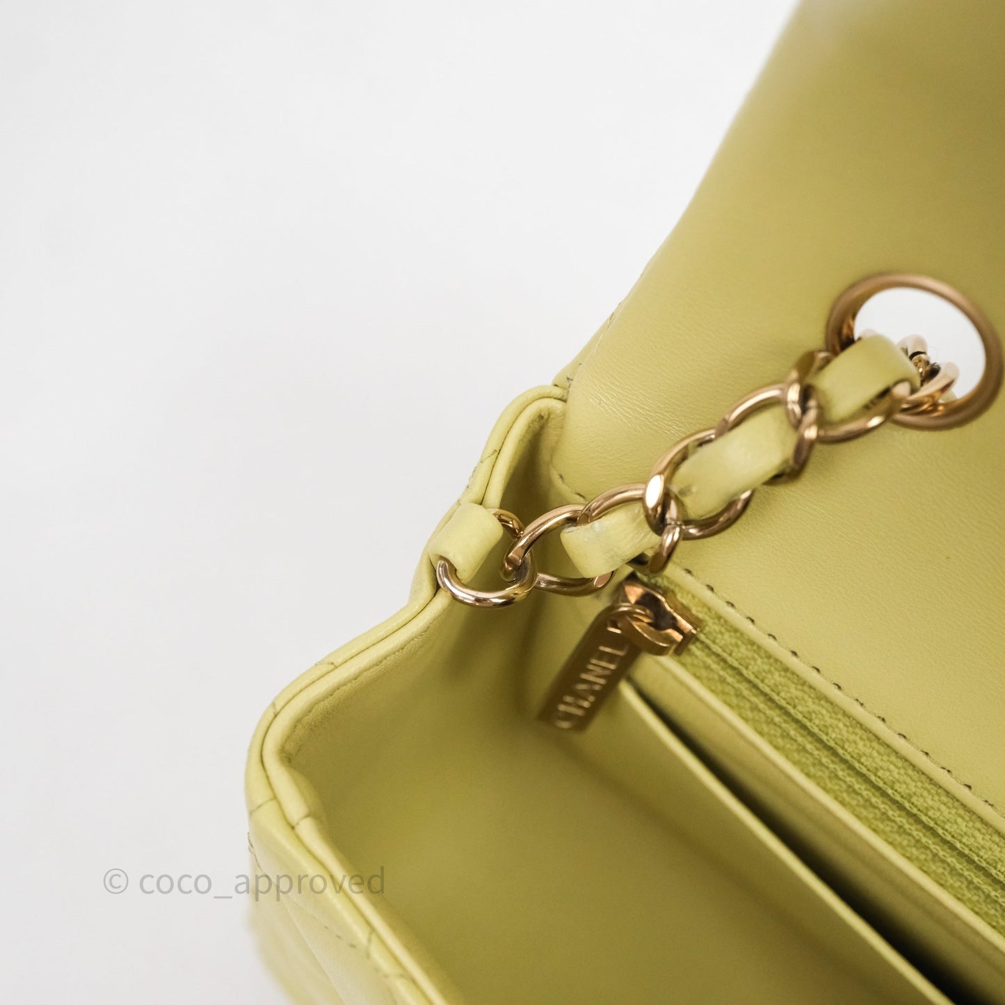Chanel Mini Rectangular Flap Quilted Green Lambskin Gold Hardware