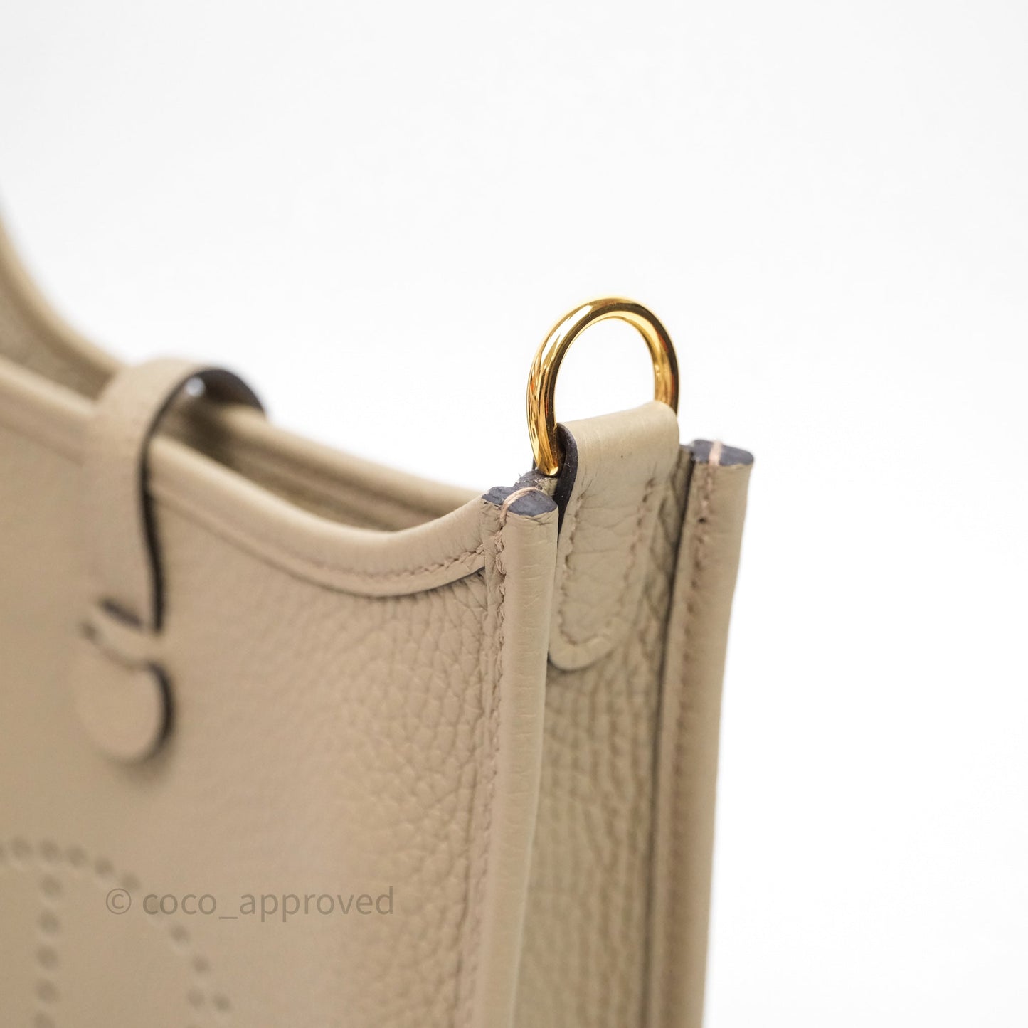 Hermès Mini Evelyne 16 Beige Marfa 8Q Clemence Gold Hardware