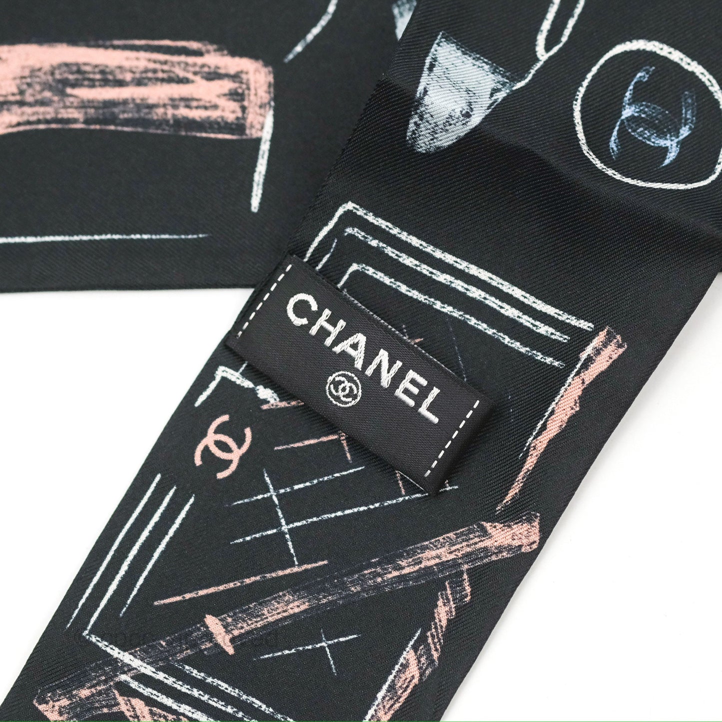 Chanel CC Silk Twilly Black