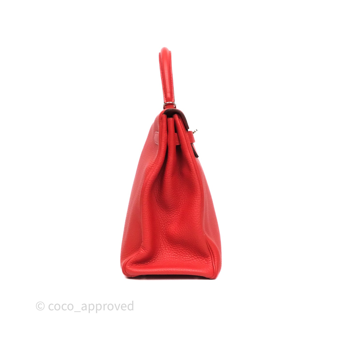 Hermès Kelly 35 Retourne Red Togo Palladium Hardware