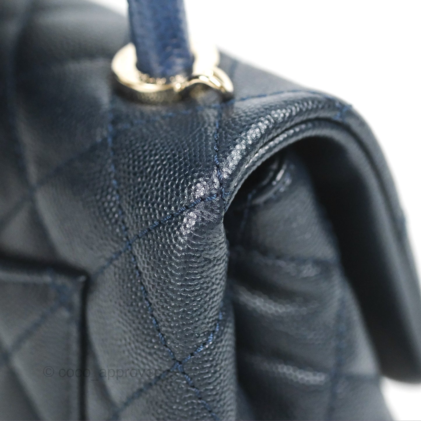 Chanel Mini Coco Handle Quilted Navy Caviar Gold Hardware