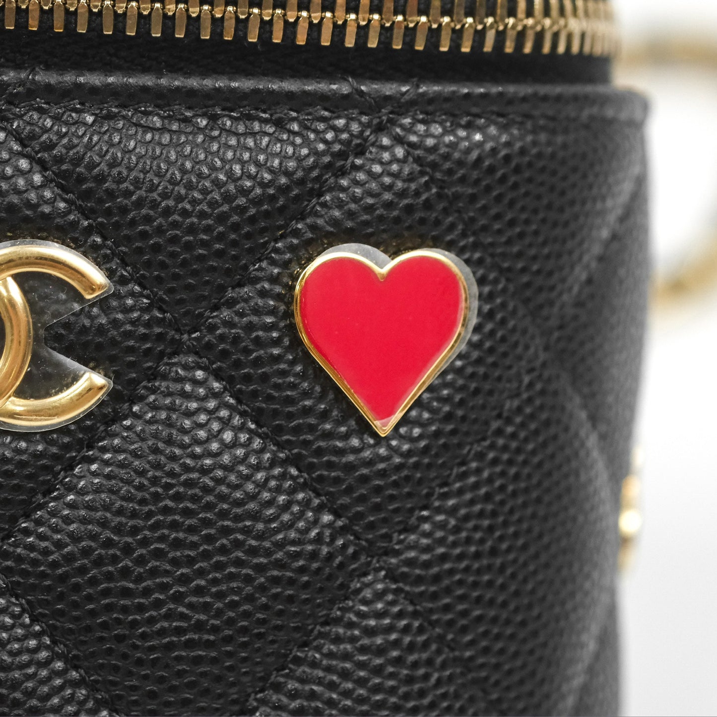 Chanel Mini Poker Vanity With Chain Black Caviar Gold Hardware