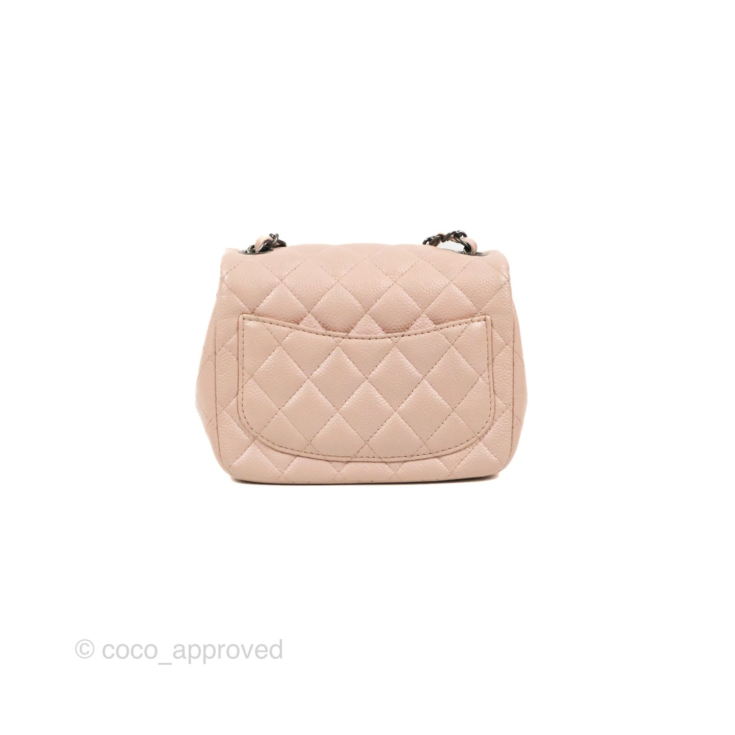 Chanel Quilted Mini Square Flap Pale Pink Caviar Ruthenium Hardware