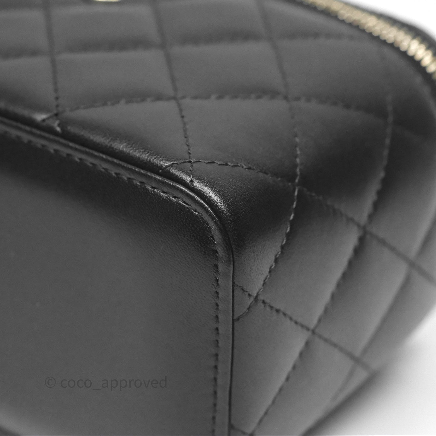 Chanel Vanity Rectangular Top Handle Black Lambskin Gold Hardware