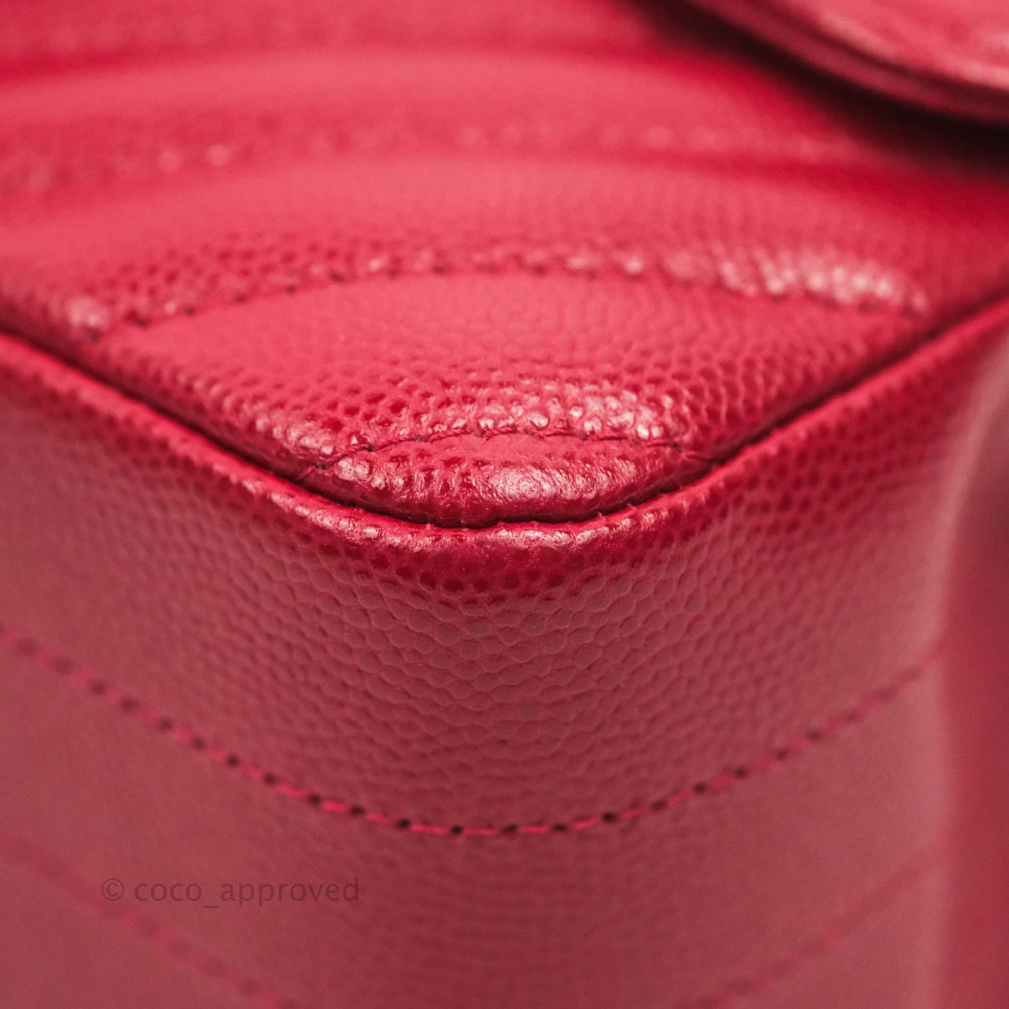 Chanel Mini Square Chevron Rosy Red Caviar Gold Hardware 18B