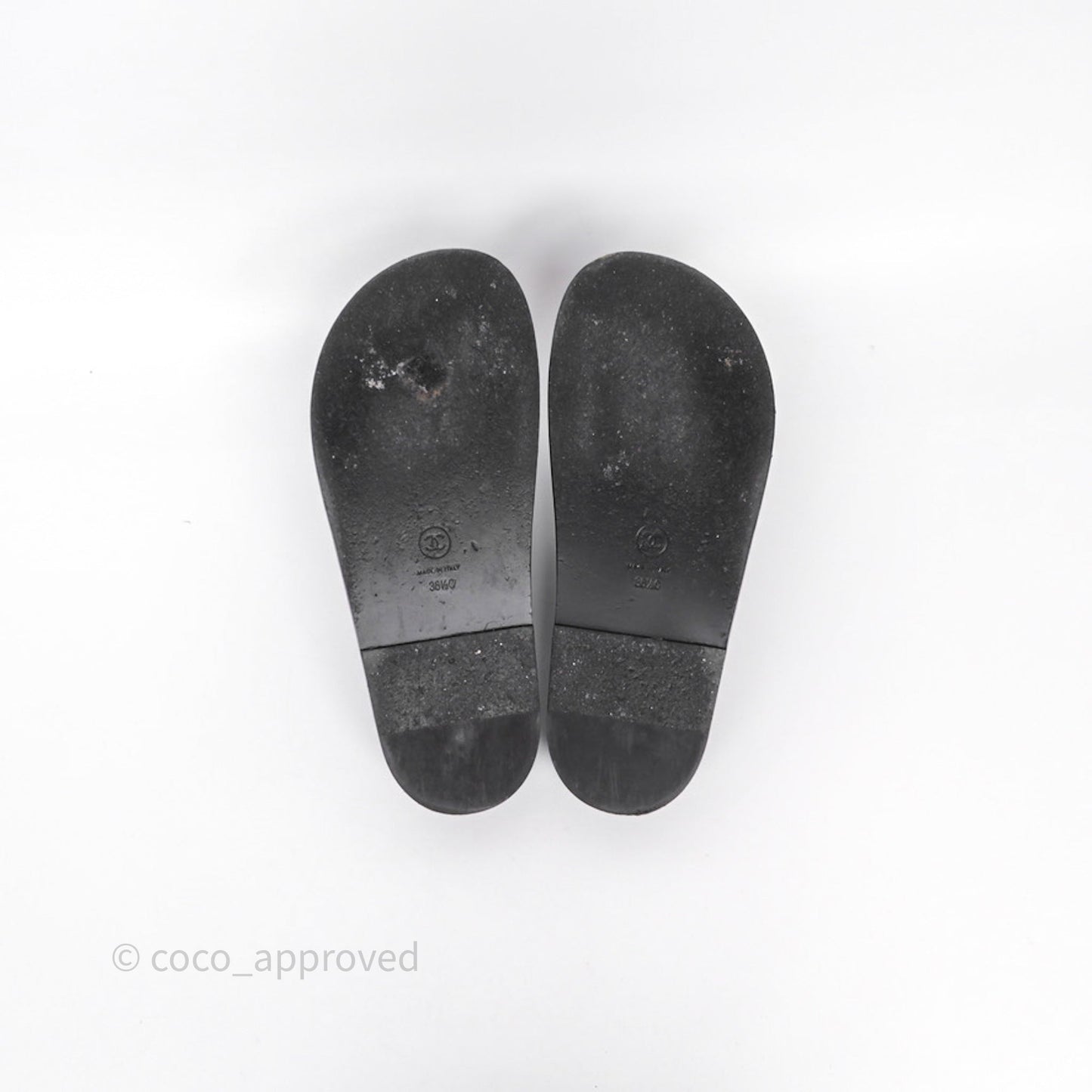 Chanel CC Black Sandals Size 36.5