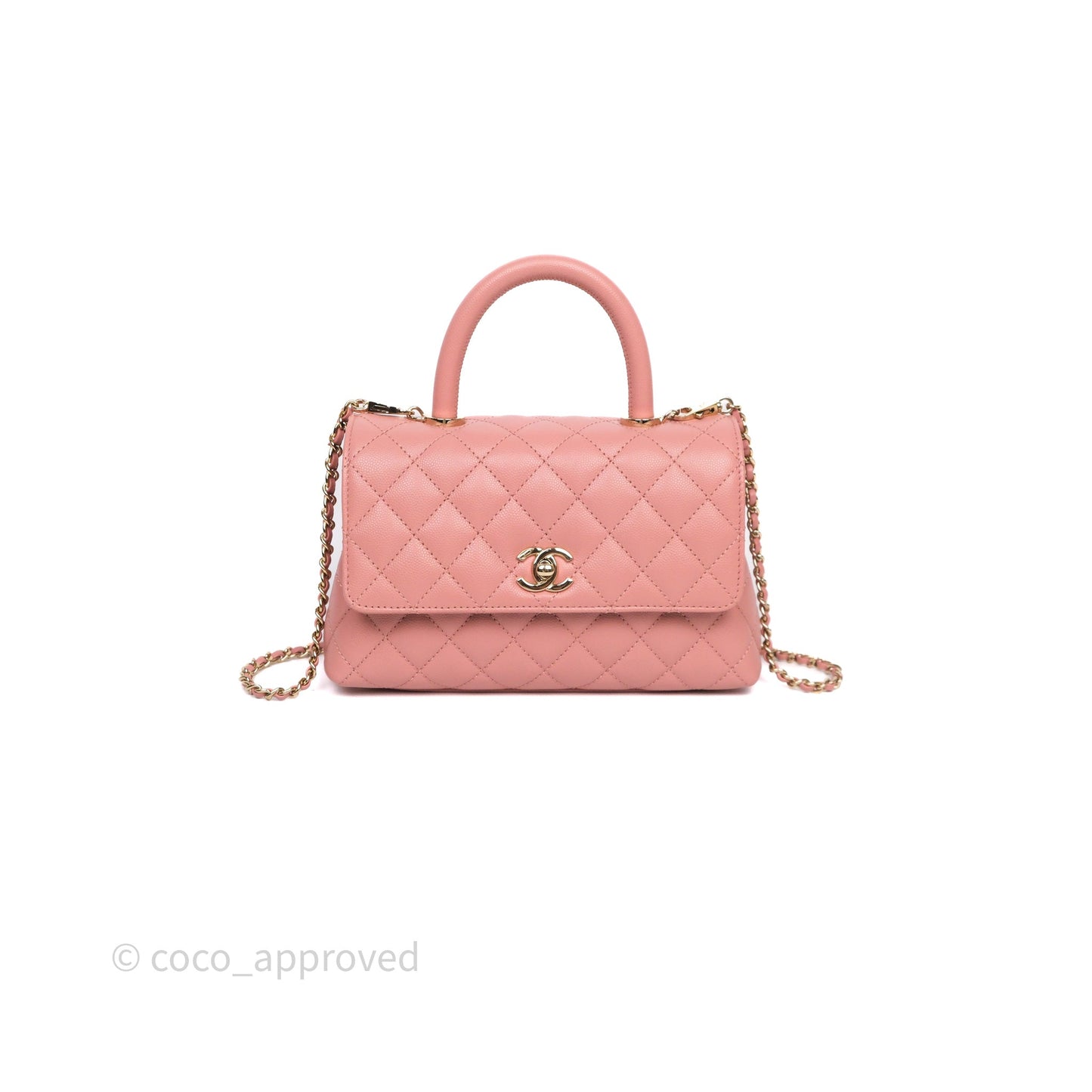 Chanel Small Coco Handle Quilted Pink Caviar Gold Hardware