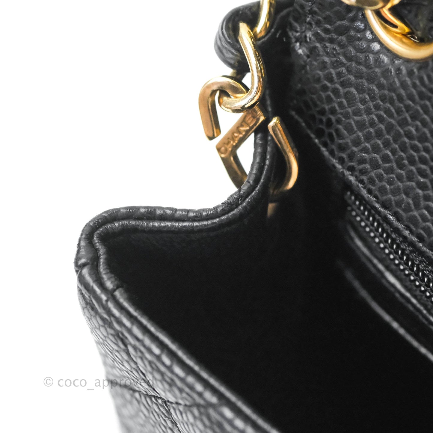 Chanel Quilted Vintage Mini Square Flap Black Caviar 24K Gold Hardware