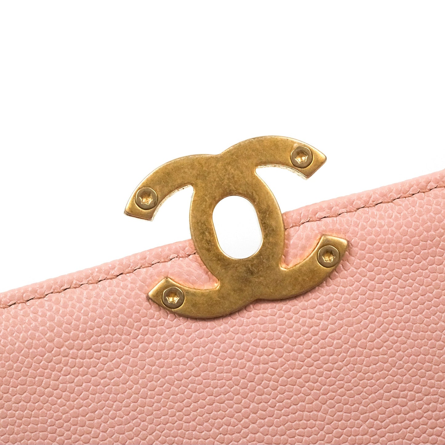 Chanel Carry Me Top Handle Flap Bag Pink Caviar Aged Gold Hardware 23S