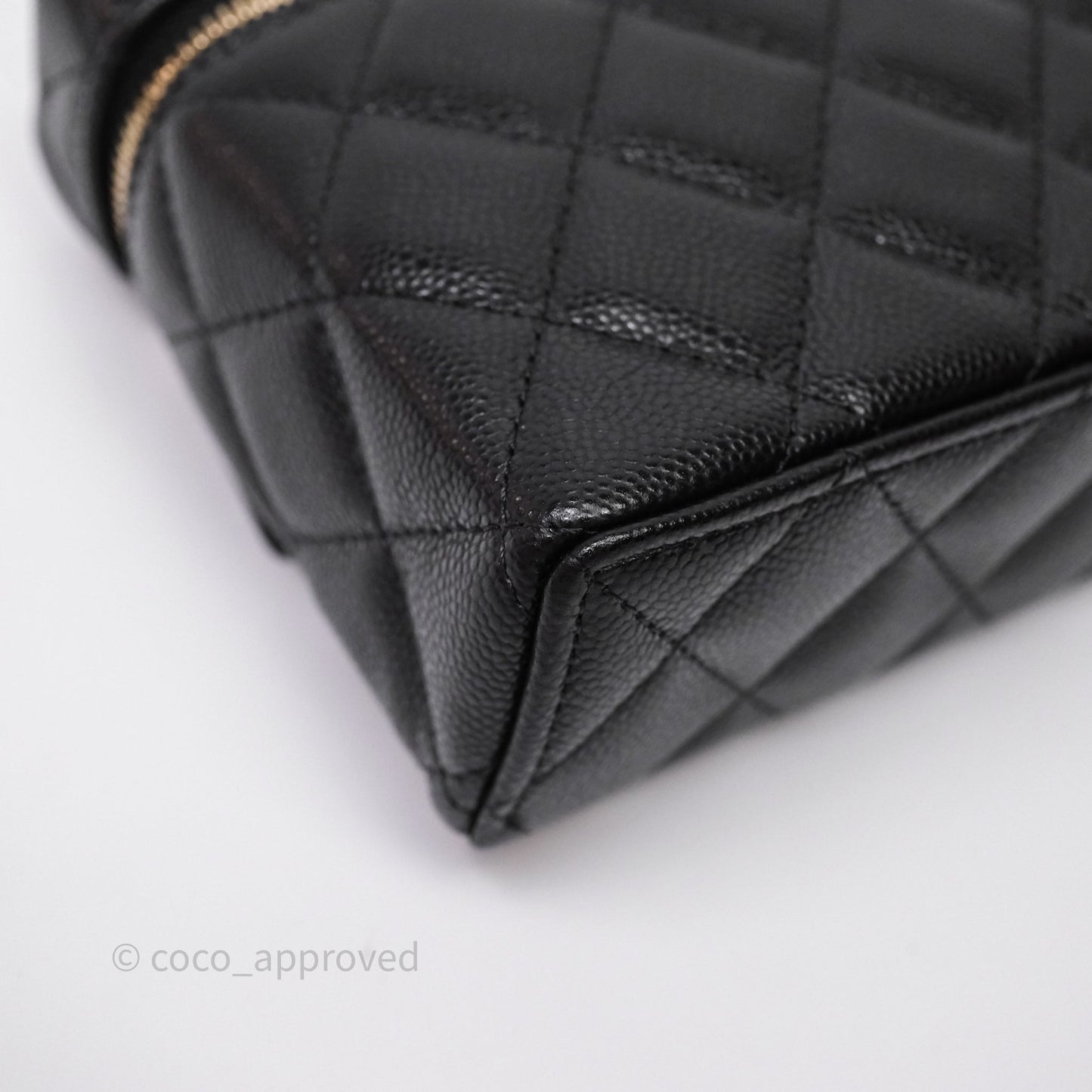 Chanel Top Handle Long Vanity with Chain Black Caviar Gold Hardware