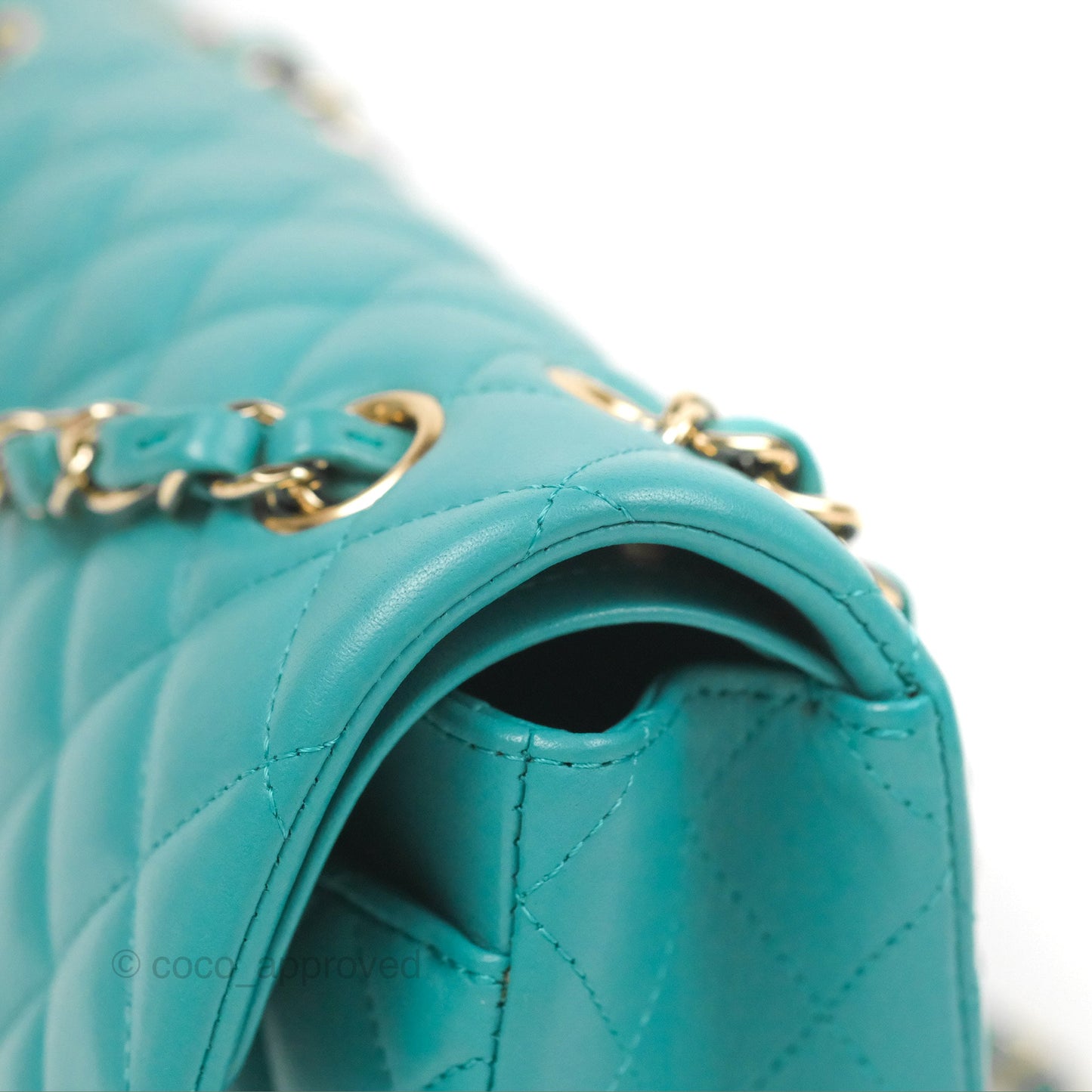Chanel Small Classic Quilted Flap Turquoise Lambskin Gold Hardware