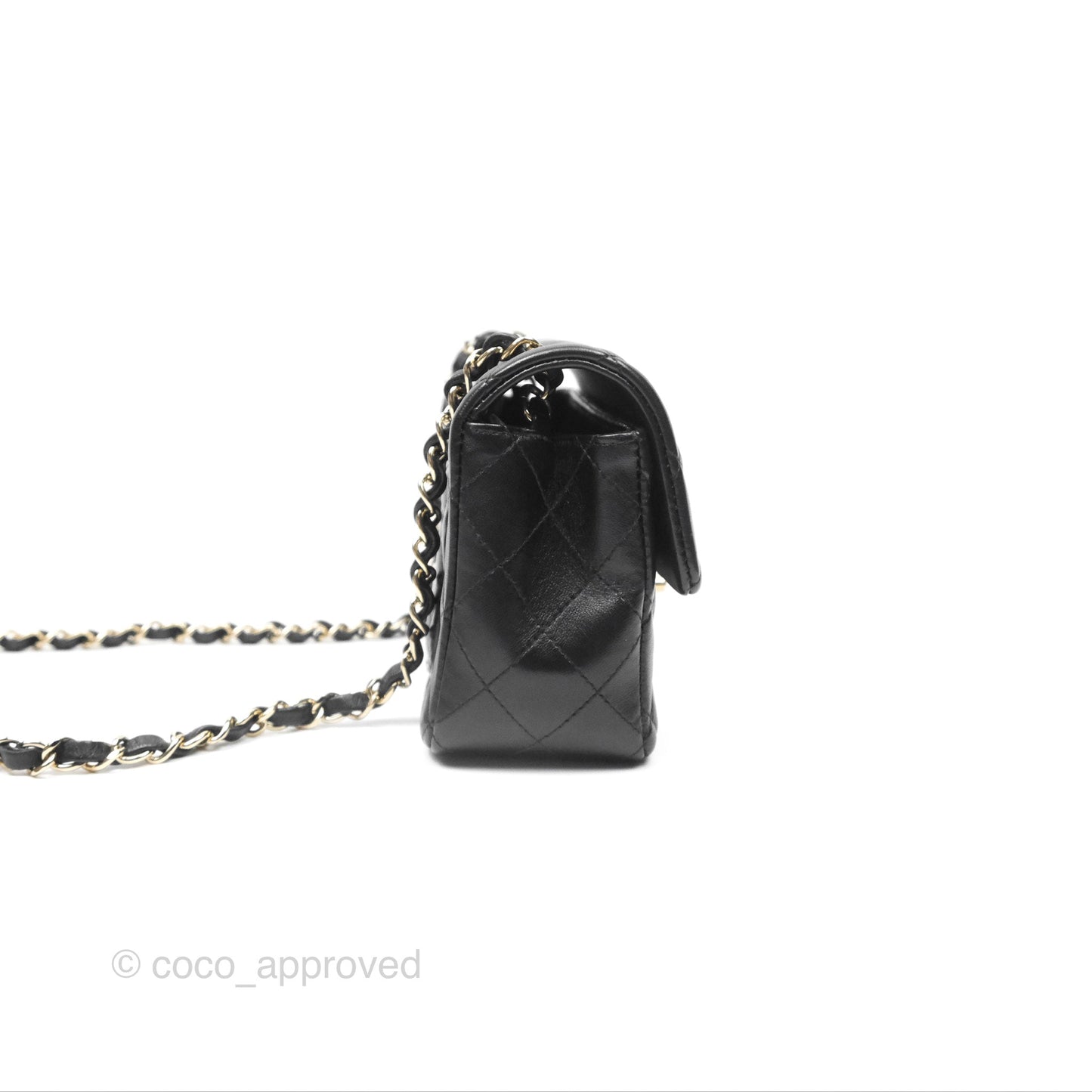 Chanel Mini Rectangular Flap Quilted Black Lambskin Gold Hardware