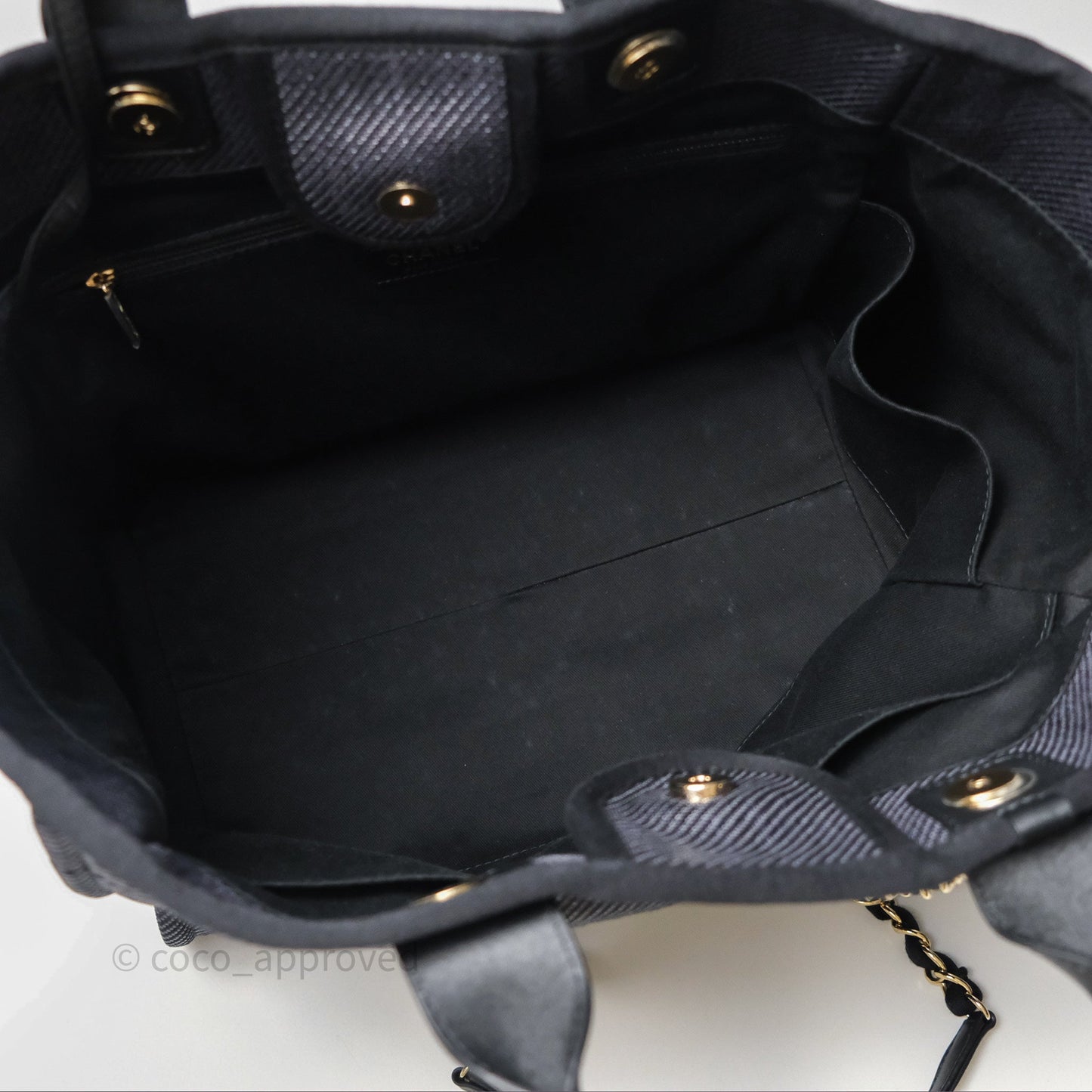 Chanel Canvas Deauville Large Tote Navy Gold Hardware