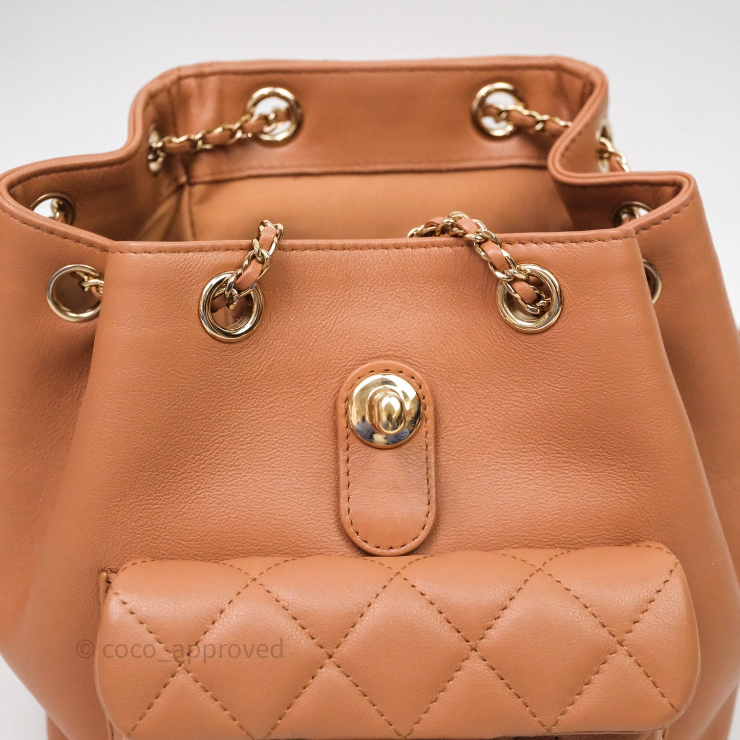 Chanel Small Duma Drawstring Backpack Camel Calfskin