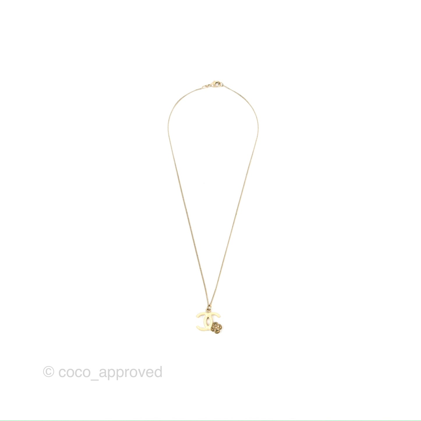 Chanel CC Yellow Camellia Necklace Gold Tone 13C