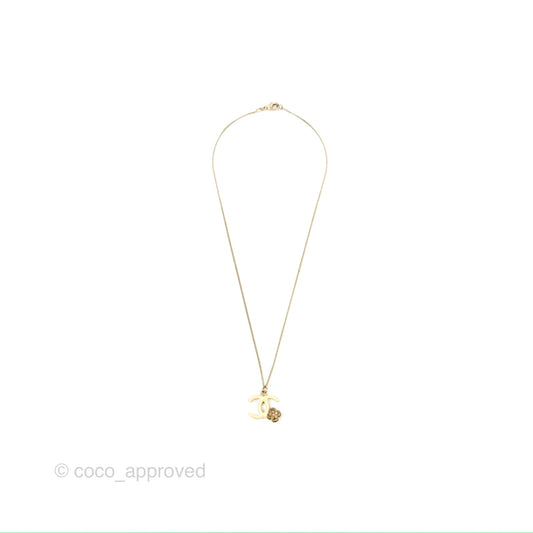 Chanel CC Yellow Camellia Necklace Gold Tone 13C