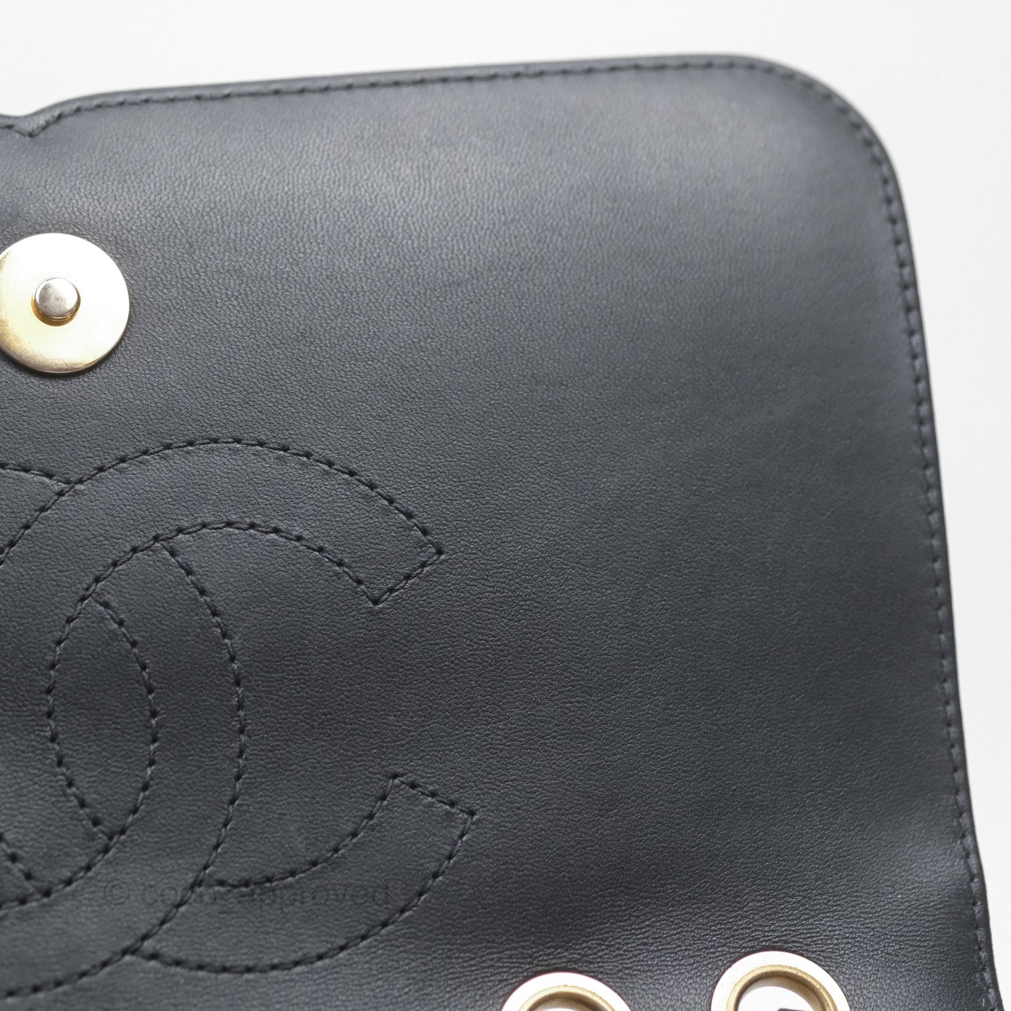 Chanel Small CC Filigree Flap Quilted Navy Black Caviar Aged Gold Hardware