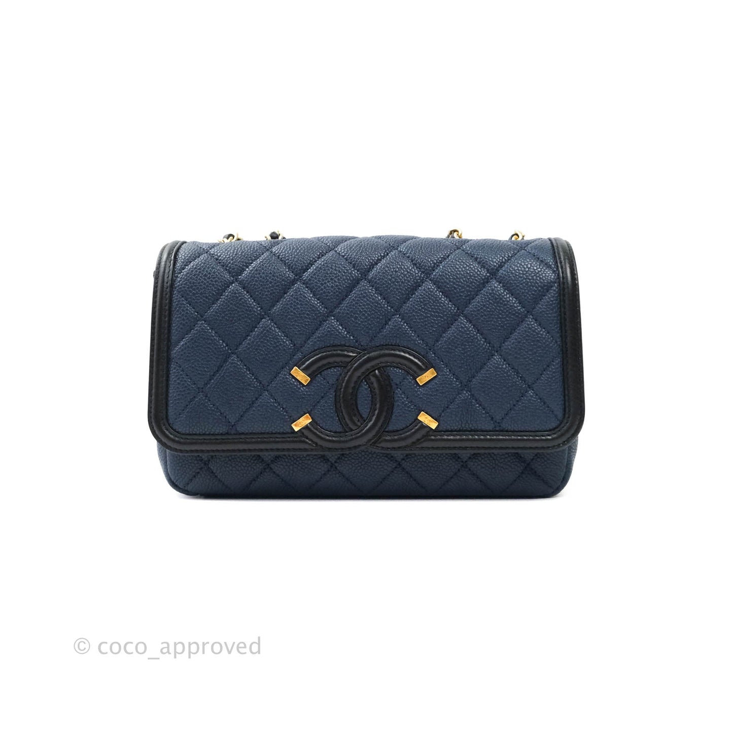 Chanel Quilted Small CC Filigree Flap Navy Caviar